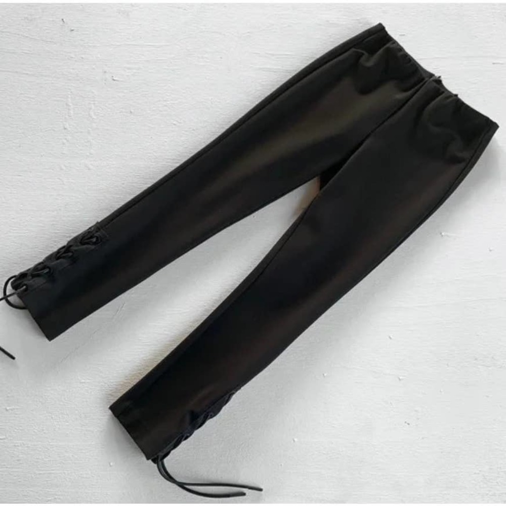 Rag & Bone Pants Simone Lace Up Black Stretch Crop Ankle Pants SZ 8 $325‍‍ - Picture 2 of 11